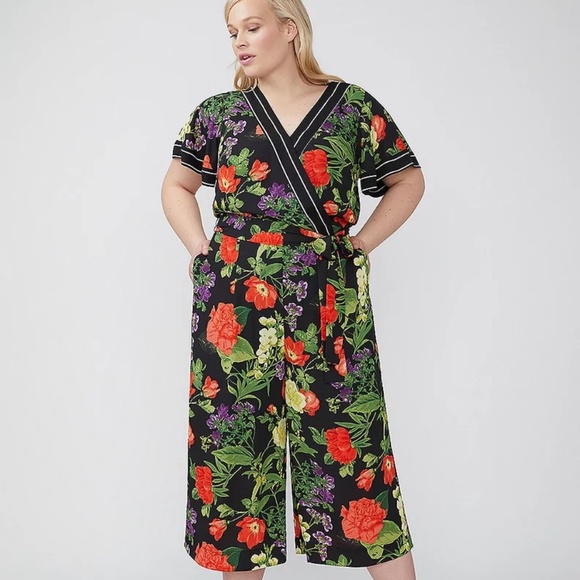 Lane Bryant Pants - Lane Bryant Floral Crop Jumpsuit Size 18